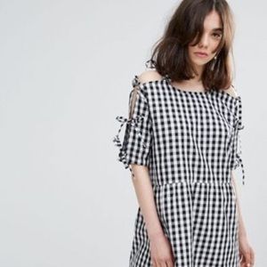 NWOT! Asos cold shoulder gingham dress